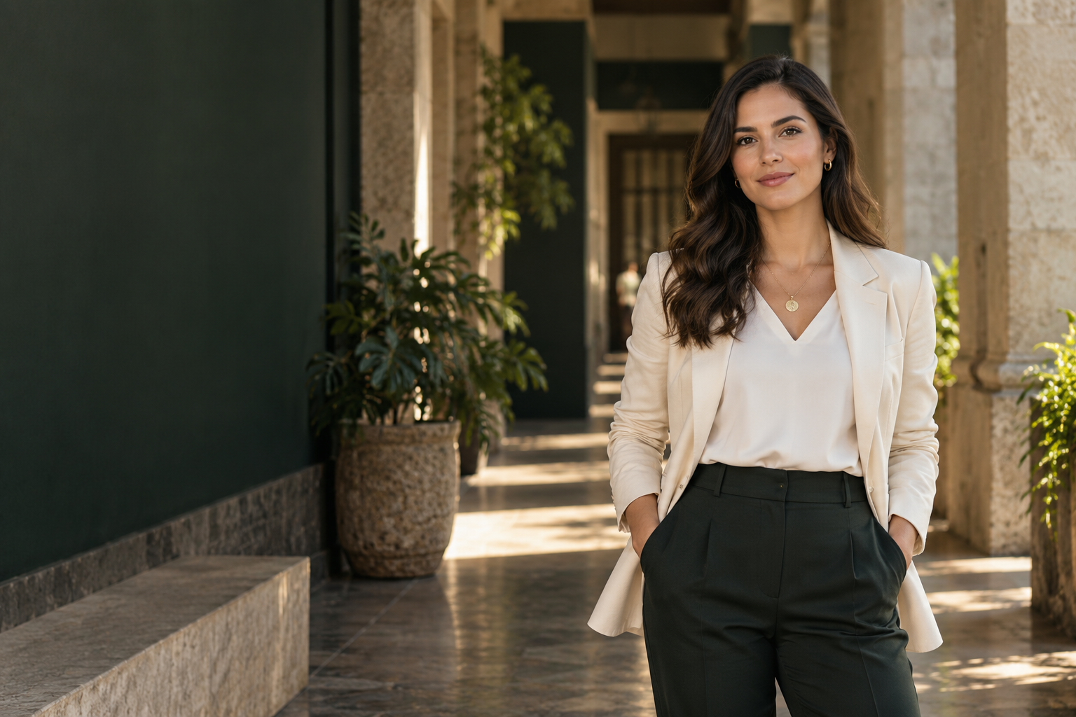Profesional en un entorno arquitectónico contemporáneo